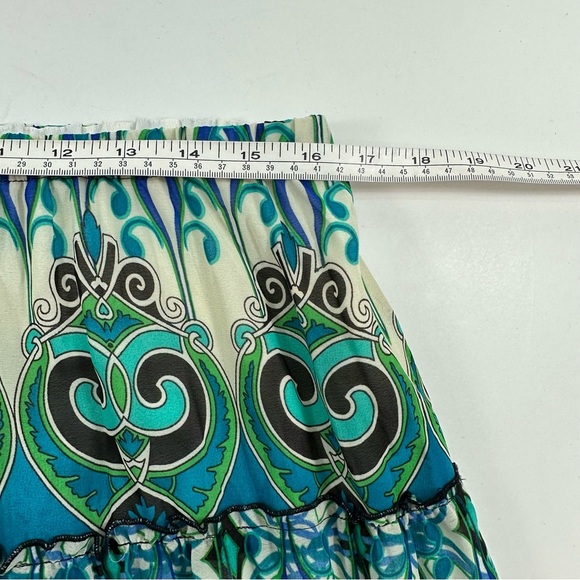 NWOT Bohemian Green and Blue Patterned Skirt - Picture 6 of 7